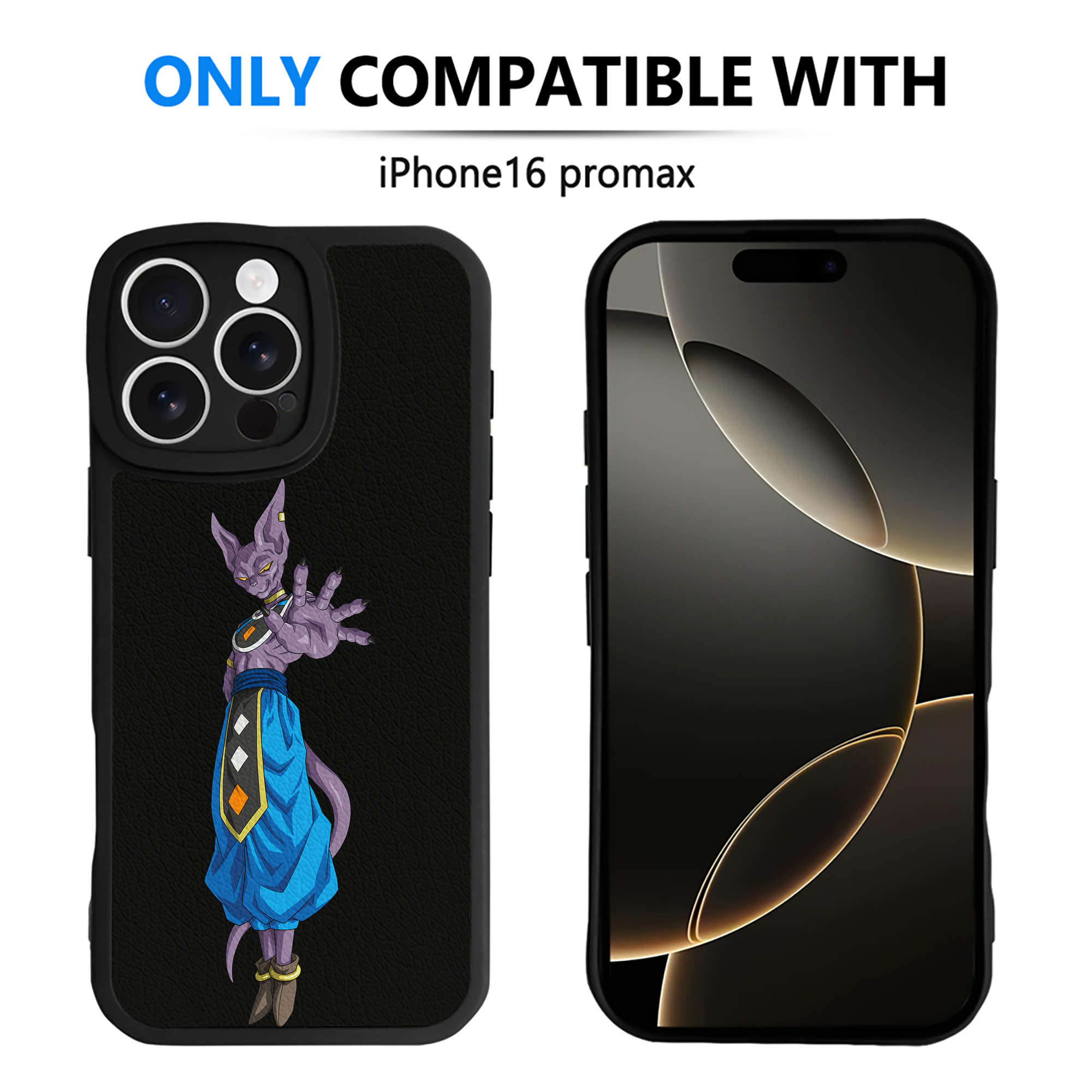 （画像用） ドラゴンボール ビルス 破壊神ビルス DRAGON BALL Beerus Birusu 【iPhone 16シリーズ対応】シリコンスマホケース（レザー調） 材質：シリコン